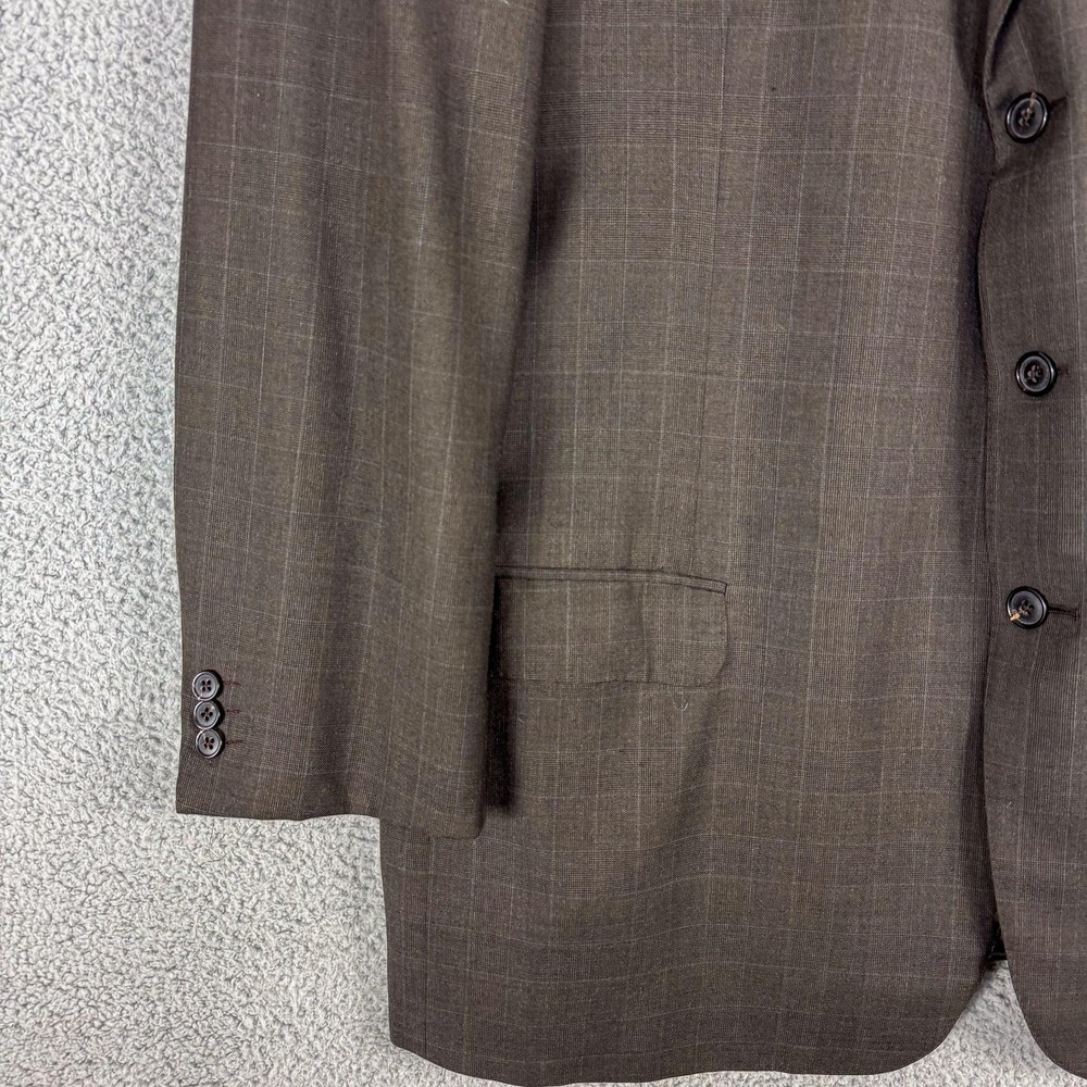 Ermenegildo Zegna‎ Blazer Mens 48L Brown Wool Check Sport Coat Made Switzerland - Picture 5 of 16